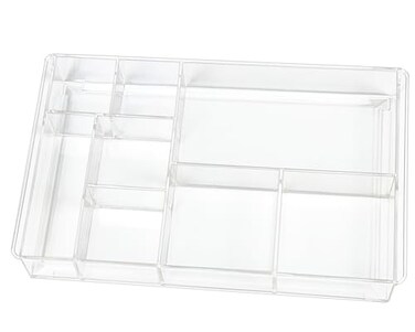 ZEXALOR 8Section Clear Drawer Organizer Large Acrylic Drawer Divider Tray for DeskBathroomOffice MakeupJunk Plastic Drawers Organizer 137 x 87 x 2 8Section