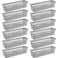 wlilupah 12 Pcs Gray Slim Plastic Storage Baskets Tray 10 x 3 x 25 Inch Compact Stackable Desk Organizer for Office Classroom School Supplies and Home Storage OrganizationGray
