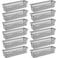 wlilupah 12 Pcs Gray Slim Plastic Storage Baskets Tray 10 x 3 x 25 Inch Compact Stackable Desk Organizer for Office Classroom School Supplies and Home Storage OrganizationGray