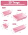 BiuLeon 25 PCS Plastic Drawer Organizers Set 4Sizes Vanity and Makeup Organizer Desk and bathroom Drawer Organizer Trays Organizers and Storage for Makeup Jewelry Gadgets Utensils Pink
