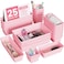 BiuLeon 25 PCS Plastic Drawer Organizers Set 4Sizes Vanity and Makeup Organizer Desk and bathroom Drawer Organizer Trays Organizers and Storage for Makeup Jewelry Gadgets Utensils Pink