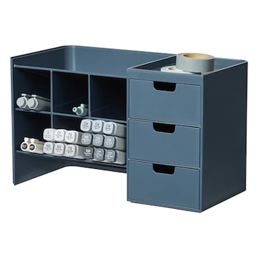 BLUE GINKGO Hive Stack Desk Organizer Stackable Pen Holder Stationary Organizer with Drawers Office Storage School Supplies Makeup Made in Korea Blue