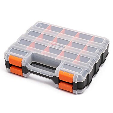 MIXPOWER 34Compartments Double Sided Organizer with Impact Resistant Polymer and Customized Removable Plastic Dividers Storage and Carry BlackOrange