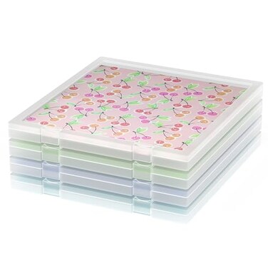 CraftGenes 12x12 Paper Storage 4 Pack Stackable Scrapbook Paper Containers Storage Art Supply Storage Organizer UShaped Locking Mechanism Ideal for Office Home and School Document Organizer