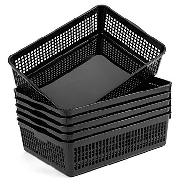Aebeky A4 Size Plastic Paper Storage TraysDesktop File Organizer Baskets6Packs Black