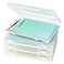 Denkee Large Paper Storage Box 4 Pack Plastic Scrapbook Paper Storage Organizer with Handle for A4 85 x 11 US Letter Portable File Document Case Board Game Storage