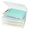 Denkee Large Paper Storage Box 4 Pack Plastic Scrapbook Paper Storage Organizer with Handle for A4 85 x 11 US Letter Portable File Document Case Board Game Storage