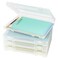 Denkee Large Paper Storage Box 4 Pack Plastic Scrapbook Paper Storage Organizer with Handle for A4 85 x 11 US Letter Portable File Document Case Board Game Storage