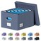 DYWMM File Organizer Collapsible Storage Box for Office File Box with Lids Document Organizer for Office and Home Easy Slide Durable Hanging File Box Navy Blue