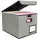 BALEINE File Organizer Box with Lid Collapsible File Folder Organizer with Plastic Slide Hanging File Folder Box for Office Document Storage 1 Pack Grey