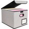BALEINE File Organizer Box with Lid Collapsible File Folder Organizer with Plastic Slide Hanging File Folder Box for Office Document Storage 1 Pack Beige