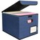 BALEINE File Organizer Box with Lid Collapsible File Folder Organizer with Plastic Slide Hanging File Folder Box for Office Document Storage 1 Pack Blue