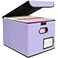 BALEINE File Organizer Box with Lid Collapsible File Folder Organizer with Plastic Slide Hanging File Folder Box for Office Document Storage 1 Pack Purple