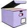 BALEINE File Organizer Box with Lid Collapsible File Folder Organizer with Plastic Slide Hanging File Folder Box for Office Document Storage 1 Pack Purple