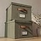 ZICOTO Decorative File Organizer Box Set of 2 Collapsible Linen Filing Cabinets wHandles Are Perfect to Store all Your Documents Hanging File Folders Portable Easy Slide Crates with Lid