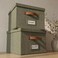 ZICOTO Decorative File Organizer Box Set of 2 Collapsible Linen Filing Cabinets wHandles Are Perfect to Store all Your Documents Hanging File Folders Portable Easy Slide Crates with Lid