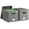 GRSQYS File Organizer Box File Boxes for Hanging Files with Lid Set of 2 Decorative Hanging Folders Letter Size Organizer with OnePiece Plastic Frame Slides Grey 132 101 101in2Pack