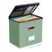 Oterri 1 Pack File Organizer Boxes with Lids File Box with Mesh Pockets Document Organizer Box for File Folders Letter Size Zippers Filing Box for Home Office School Green Without Folders