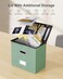 Oterri 1 Pack File Organizer Boxes with Lids File Box with Mesh Pockets Document Organizer Box for File Folders Letter Size Zippers Filing Box for Home Office School Green Without Folders