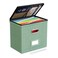 Oterri 1 Pack File Organizer Boxes with Lids File Box with Mesh Pockets Document Organizer Box for File Folders Letter Size Zippers Filing Box for Home Office School Green Without Folders