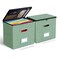 Oterri 2 Pack File Organizer Boxes with Lids File Box with Mesh Pockets Document Organizer Box for File Folders Letter Size Zippers Filing Box for Home Office School Green Without Folders