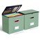 Oterri 2 Pack File Organizer Boxes with Lids File Box with Mesh Pockets Document Organizer Box for File Folders Letter Size Zippers Filing Box for Home Office School Green Without Folders