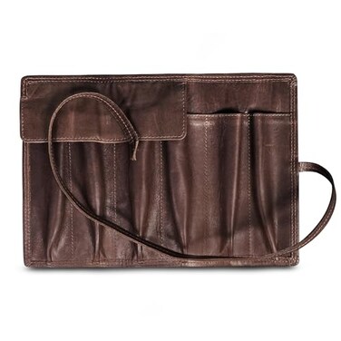 Fountain Pen Revolution FPR 6 Slot Leather Fountain Pen Case Fountain Pen Pouch for Oversized Pens Genuine Leather Portfolio with Secure Strap Versatile Traveler Notebook Accessories with FoldOver Fla