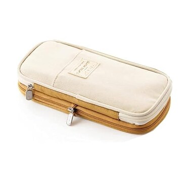 Arnuixty Large Storage Pencil Case Pen Bag with Zipper Big Capacity Pouch Organizer for Office Travel Holder Box Khaki