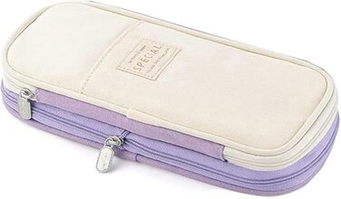 Arnuixty Large Storage Pencil Case Pen Bag with Zipper Big Capacity Pouch Organizer for Office Travel Holder Box Purple