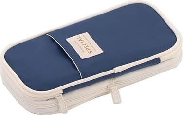Arnuixty Large Storage Pencil Case Pen Bag with Zipper Big Capacity Pouch Organizer for Office Travel Holder Box Navy Blue
