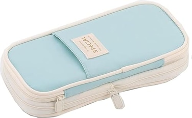 Arnuixty Large Storage Pencil Case Pen Bag with Zipper Big Capacity Pouch Organizer for Office Travel Holder BoxBlue