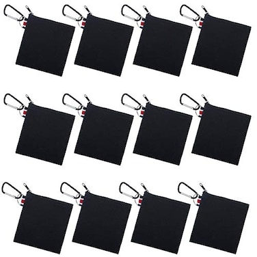 Muka 12 Pack Coin Purse with Carabiner Cotton Canvas Pouch 414 x 414 InchesBlack