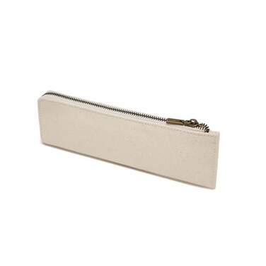 YONBEN Canvas Pencil Case Slim Pencil Pouch Durable Zipper Stationery Bag Small Travel Use BeigeCanvas