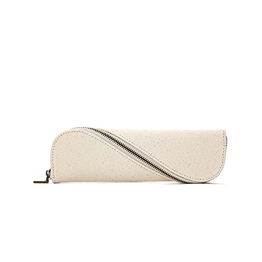 YONBEN Pencil Case Lightweight and Cute Pencil Pouch Slim and Stylish Cotton Canvas Thin Pen Case BeigeCanvas