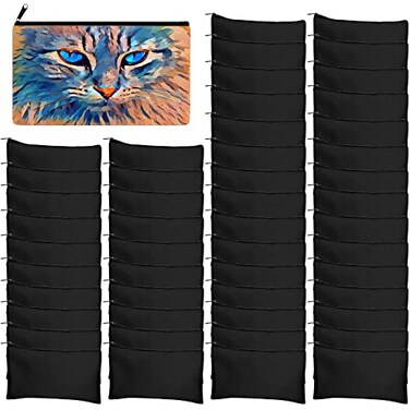 Legigo 50 Pack Blank DIY Craft Bags Black Canvas Pencil Pouches MultiPurpose Travel Toiletry Bags 83 5 Inch