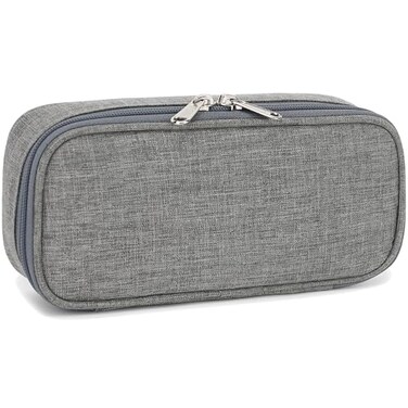 FlowFly Large Capacity Pencil Case for Kids Boys Girls Zippered MultiFunctional Pen Pouch Soft Portable Pencil Bag for School Teens Students Grey