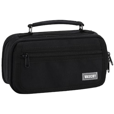 VASCHY Pencil Case Large Pencil Pen Pouch Organizer Holder w Portable Handle School Supplies for KidsTeensStudentsAdults Black