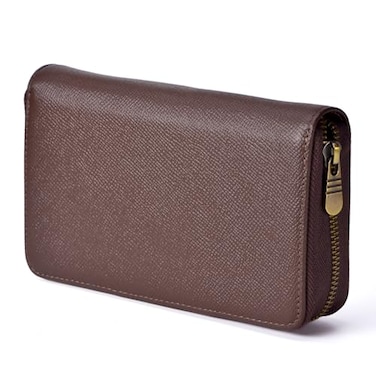 Asvine Fountain Pen Case Genuine Leather Pen Case 10 Divided Slots Coffee Rollerball Pen Holder Handmade Display Organizer Zippered Pouch