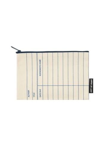 Out of Print Library Card Zipper Pouch Accessory For Book Lovers to Carry Pencils and More
