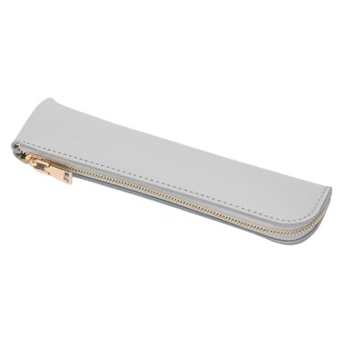 YONBEN Faux Leather Pencil Case Small Pencil Pouch Slim Pen Case Holder Zipper Bag for School OfficeGrayFaux Leather