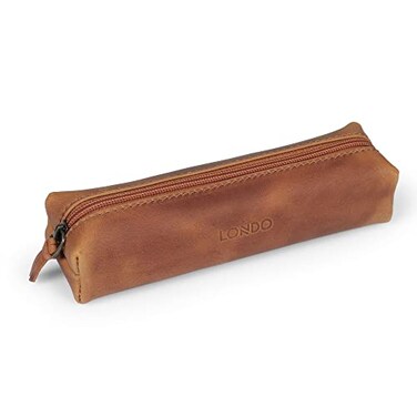 Londo Genuine Leather Zipper Pen Pencil Cosmetic Case