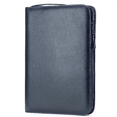 Lanxivi Black Cowhide Leather Fountain Pen Case for Various Size Pens 46 Slot Display Holder Bag