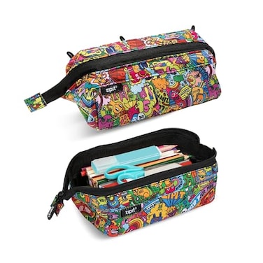 ZIPIT Lenny Pencil Case Doodles Large Storage Capacity Zipper Pouch MakeupStationery Bag SchoolTravel Washable Polyester KidsTeensAdults