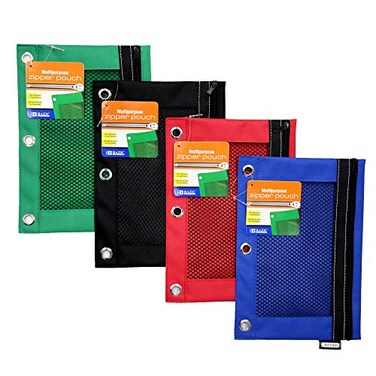 BAZIC PRODUCTS BAZIC 3Ring Pencil Pouch wMesh Window for School Home or Office Box of 24