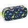 mibasies Boys Pencil Case for Kids MultiSlot Pencil Pouch Galaxy Dinosaur Blue