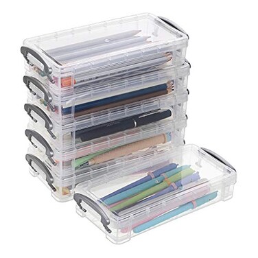 BTSKY Large Capacity Pencil Box Office Supplies Storage Organizer Box Brush Painting Pencils Storage Box Watercolor Pen Container Drawing Tools6 Pack Clear