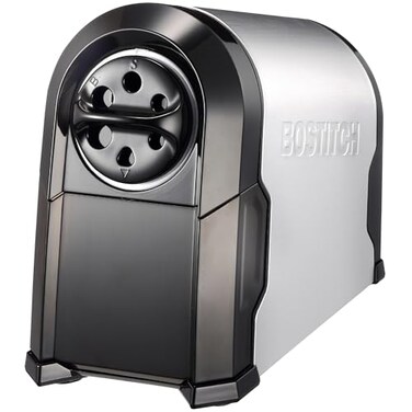 Bostitch Office SuperPro Glow Electric Pencil Sharpener Heavy Duty Commercial Classroom Replaceable Cutter Cartridge System 6Hole SilverBlack