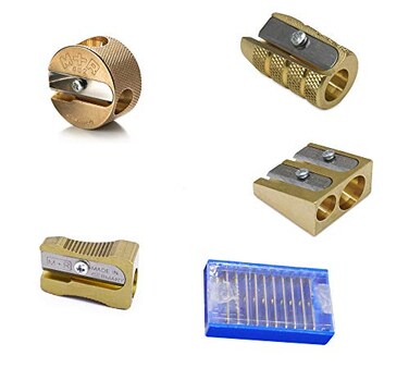 MR COMPLETE SET 4 Styles of Mobius Ruppert MR Brass Pencil Sharpeners 10 Replacement Blades Finest in the world MADE IN GERMANY