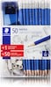 Staedtler Pencils Norica Graphite HB2 Graphic 101 Piece 50 Pencils 1 Pencil Sharpener 50 Eraser Caps HB