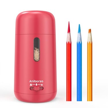 Aniborsa Automatic Electric Pencil Sharpener Auto Feed Auto Stop Auto Eject Rechargeable for Classroom Home School Office Rose Red